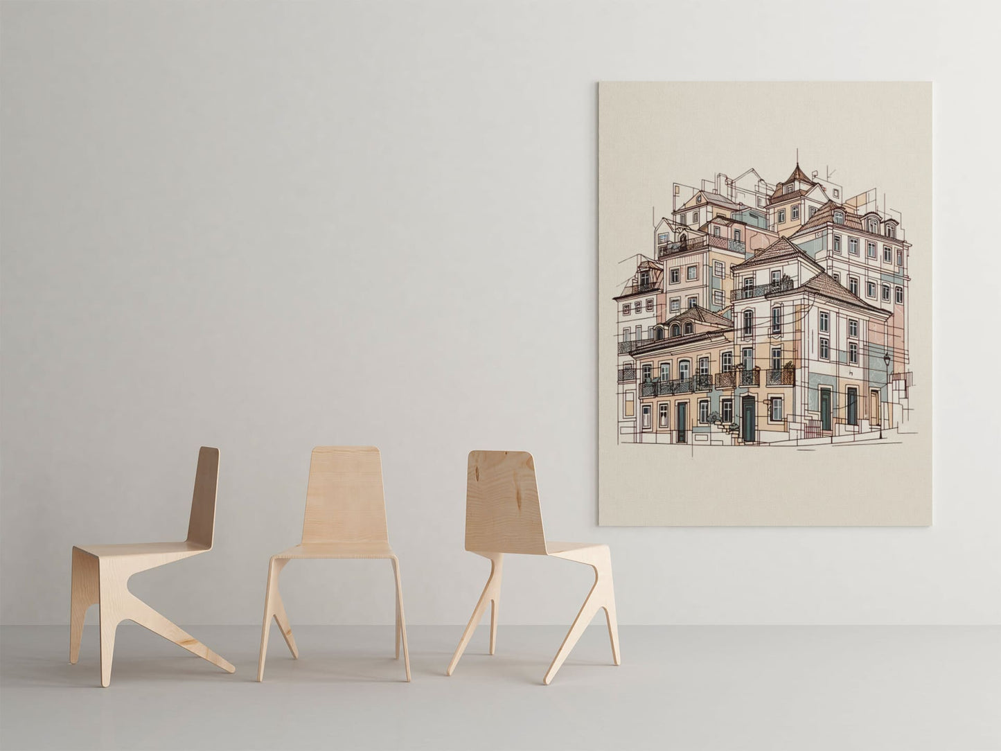 Porto Ribeira Old Houses Print Poster - Atlantic Wave
