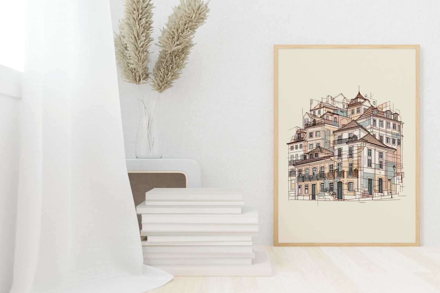 Porto Ribeira Old Houses Print Poster - Atlantic Wave