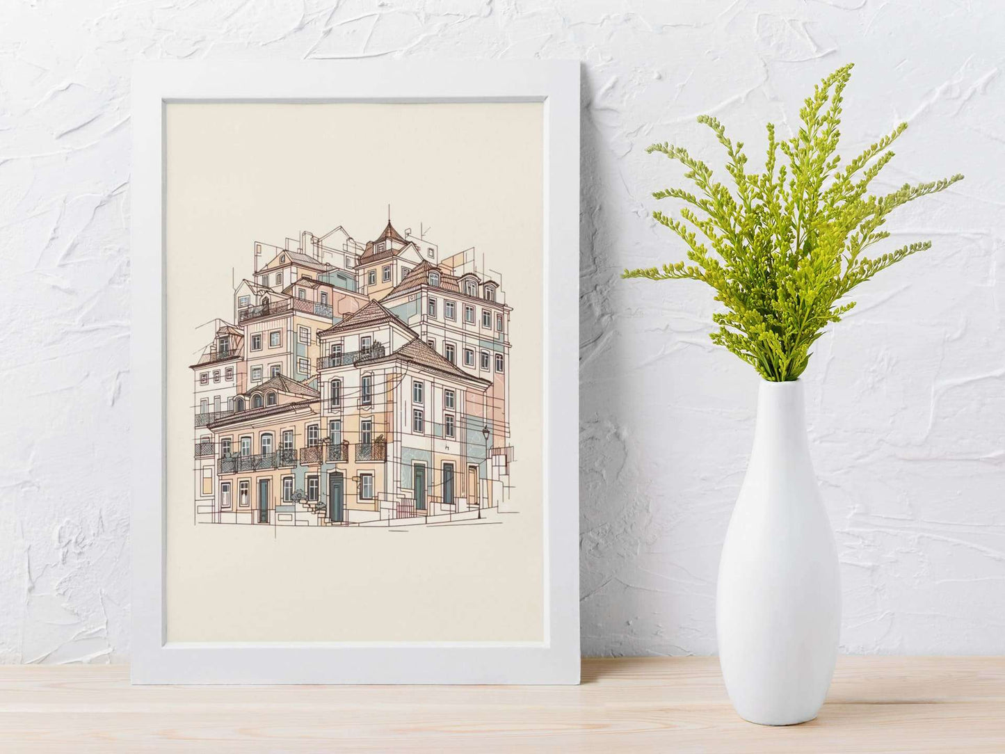 Porto Ribeira Old Houses Print Poster - Atlantic Wave