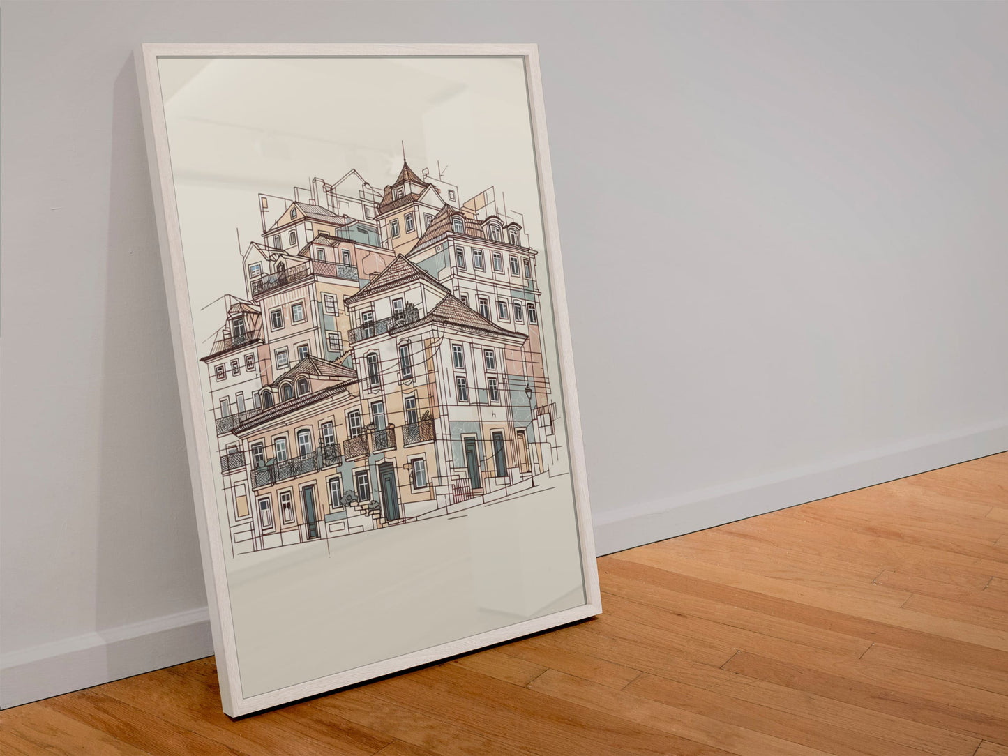 Porto Ribeira Old Houses Print Poster - Atlantic Wave