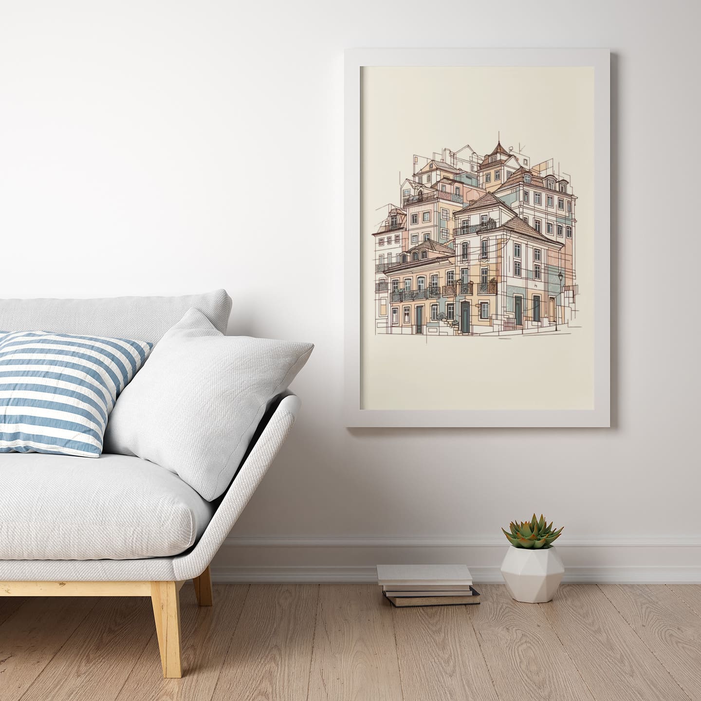 Porto Ribeira Old Houses Print Poster - Atlantic Wave