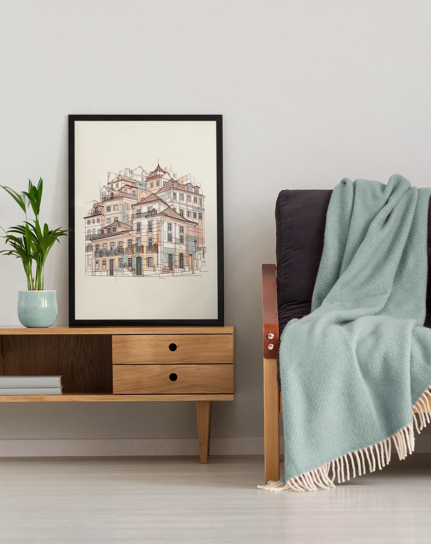 Porto Ribeira Old Houses Print Poster - Atlantic Wave