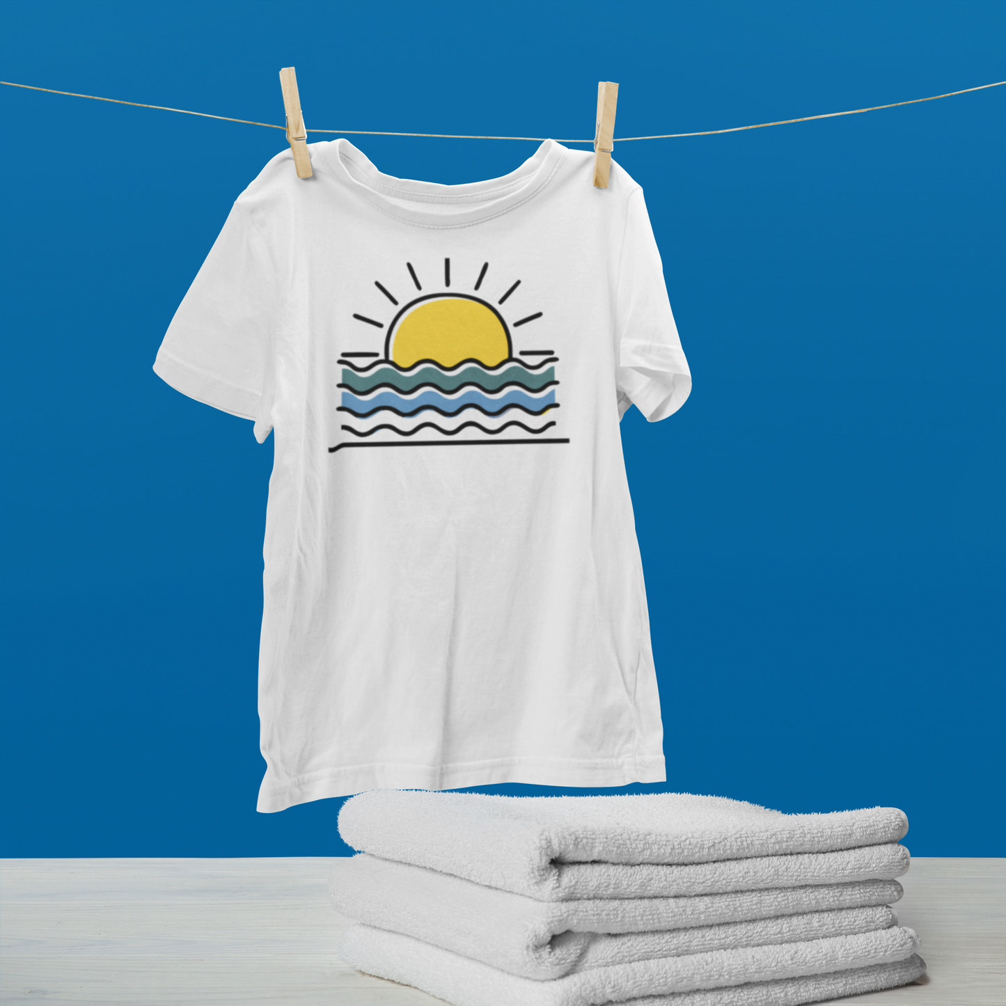 Classic Atlantic Sunset-Inspired Organic T-Shirt, celebrating ocean vibes.