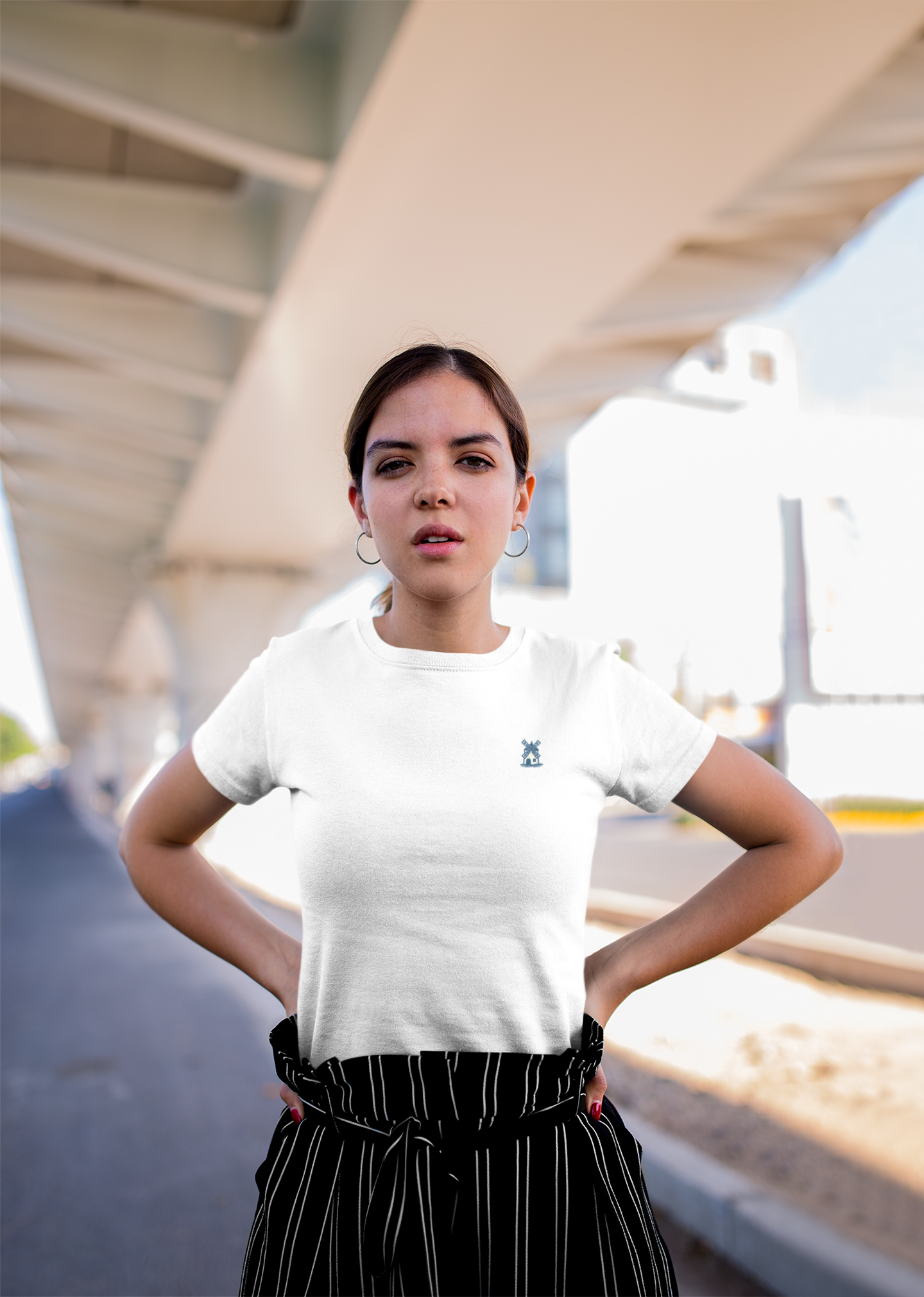 Heritage design shirt with windmill symbol.
