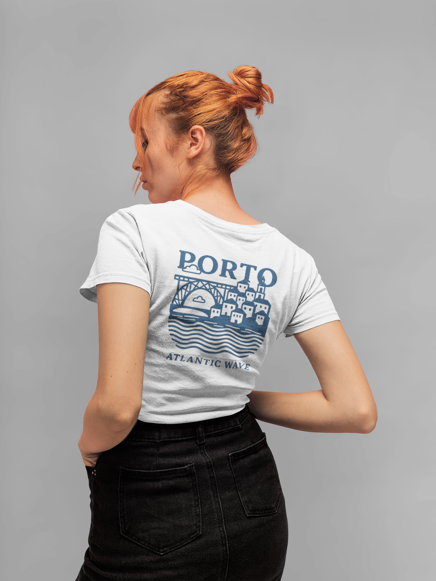 Organic cotton tee featuring Portugal’s Porto city in bold type.