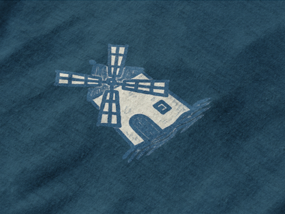 Eco-conscious shirt with subtle windmill print.