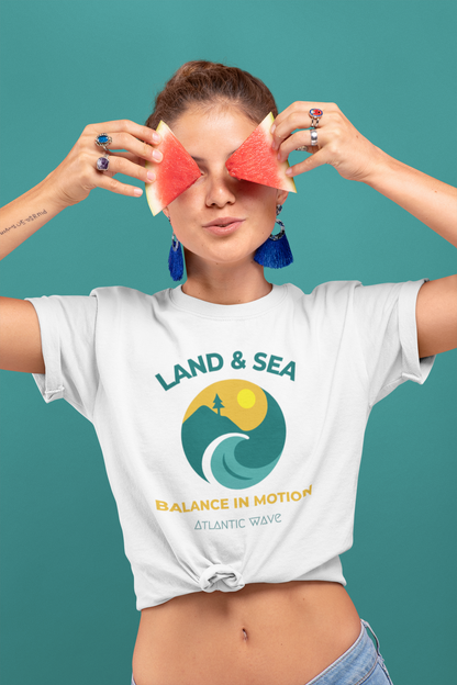 Folded organic unisex shirt with nature design.