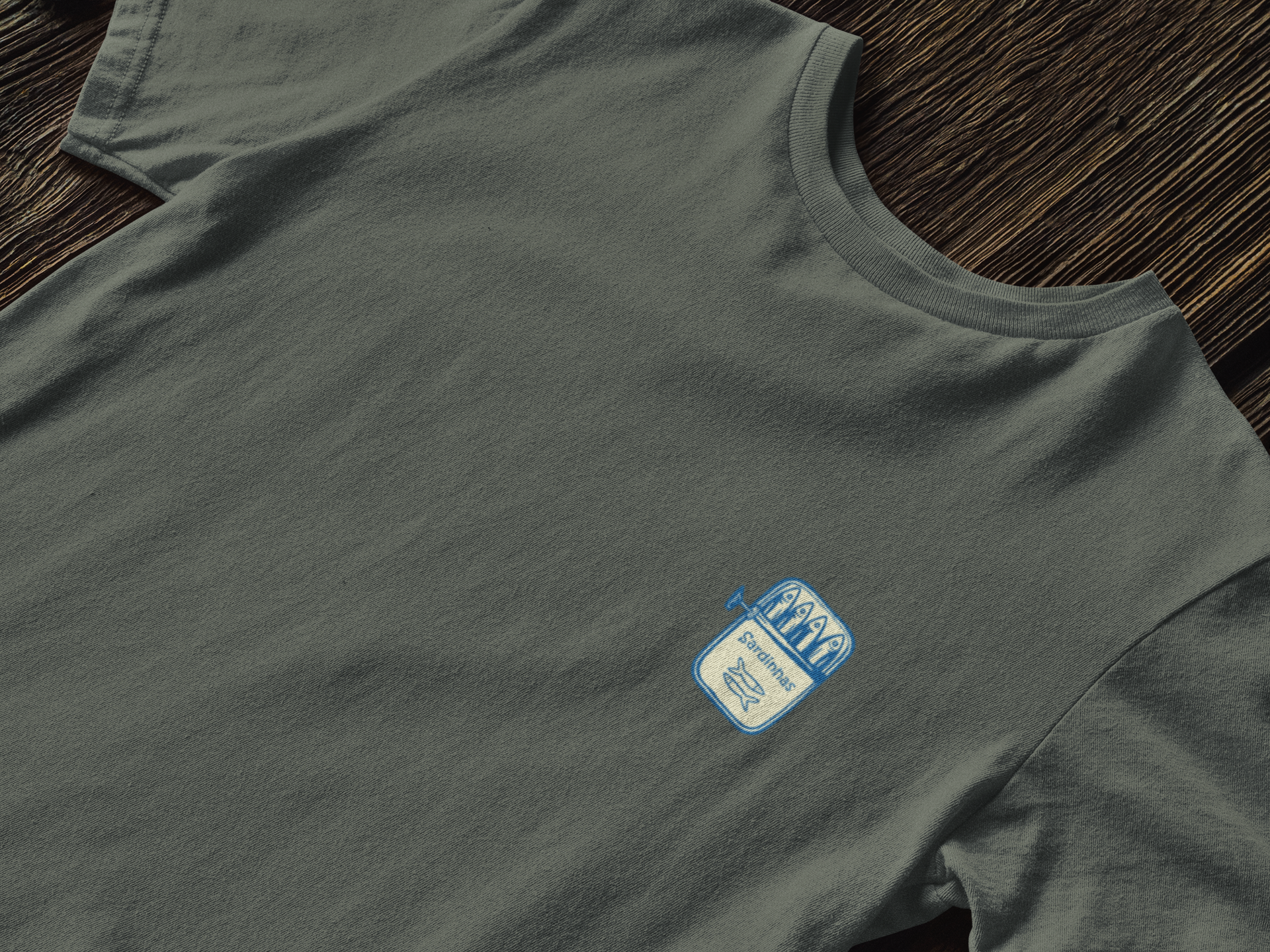 Minimal canned sardine shirt for cultural summer style.