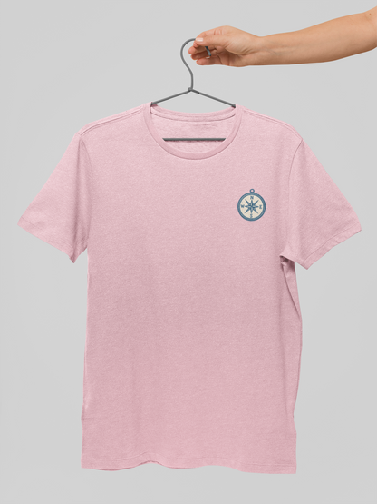 Minimalist compass graphic t-shirt in organic cotton.