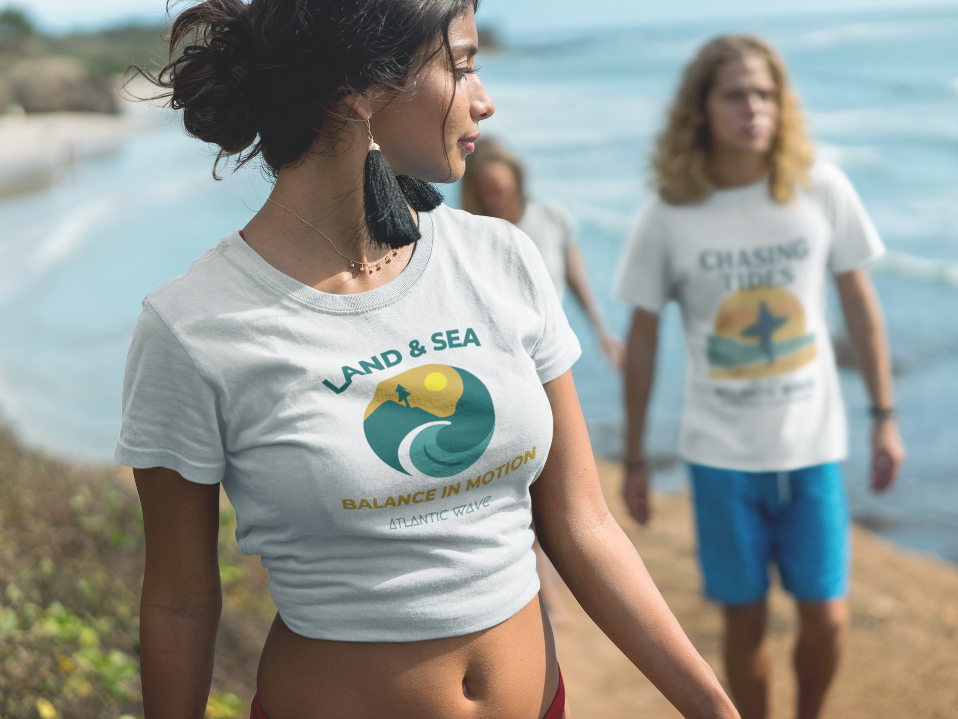 Atlantic Wave brand tee on hanger.
