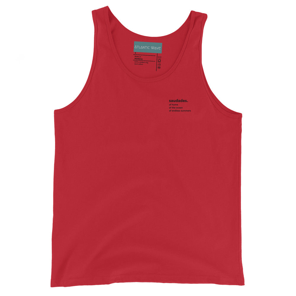 Product mockupMen’s tank top with Portuguese saudades design