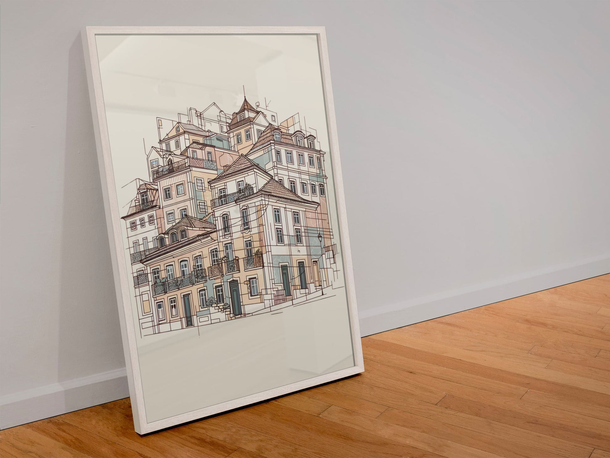 Porto Ribeira Old Houses Print Poster - Atlantic Wave