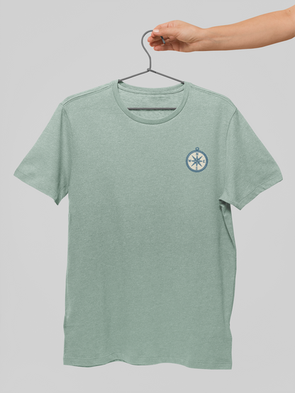 Relaxed fit unisex t-shirt with modern compass graphic.