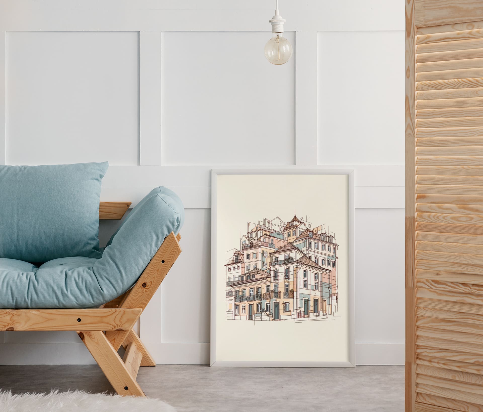 Porto Ribeira Old Houses Print Poster - Atlantic Wave