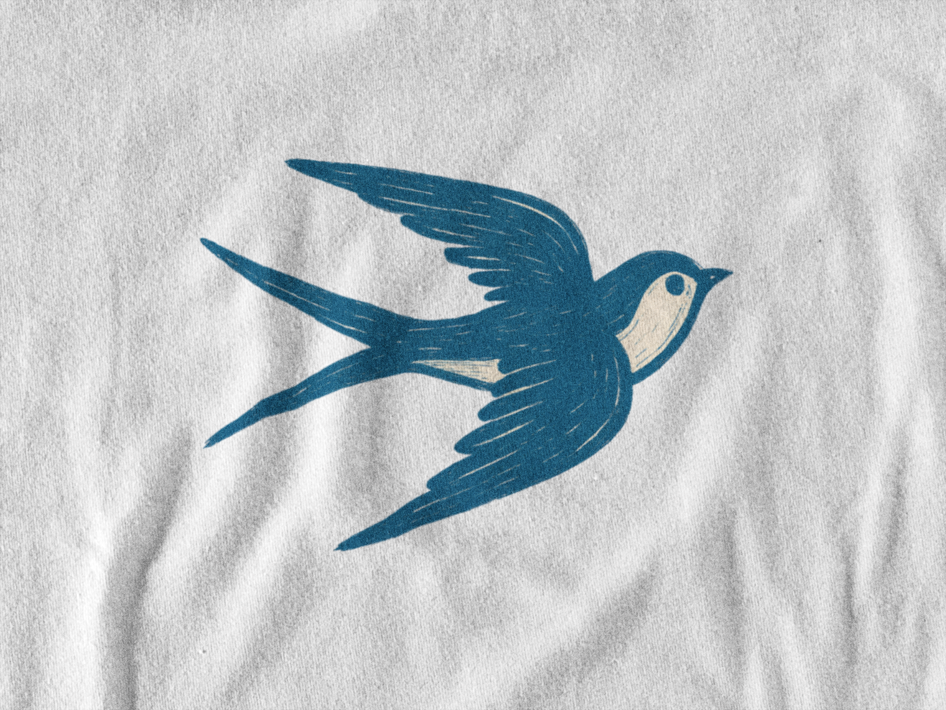 Minimalist swallow graphic t-shirt in organic cotton.
