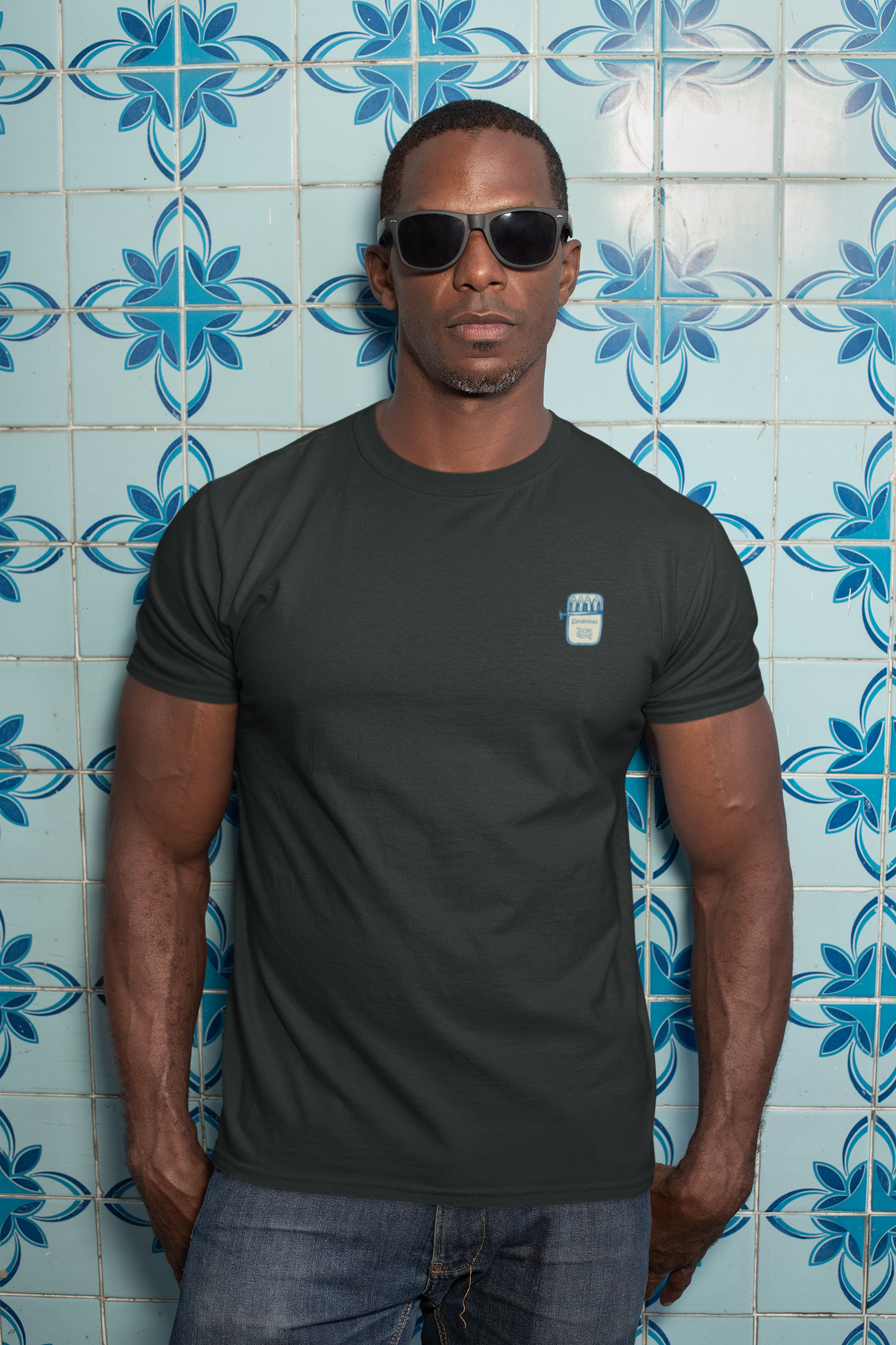 Atlantic Wave shirt with canned sardine logo.