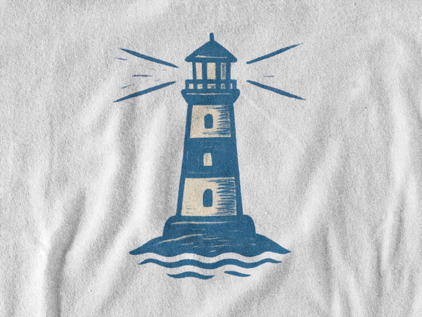 Minimal lighthouse shirt for beach and maritime style.