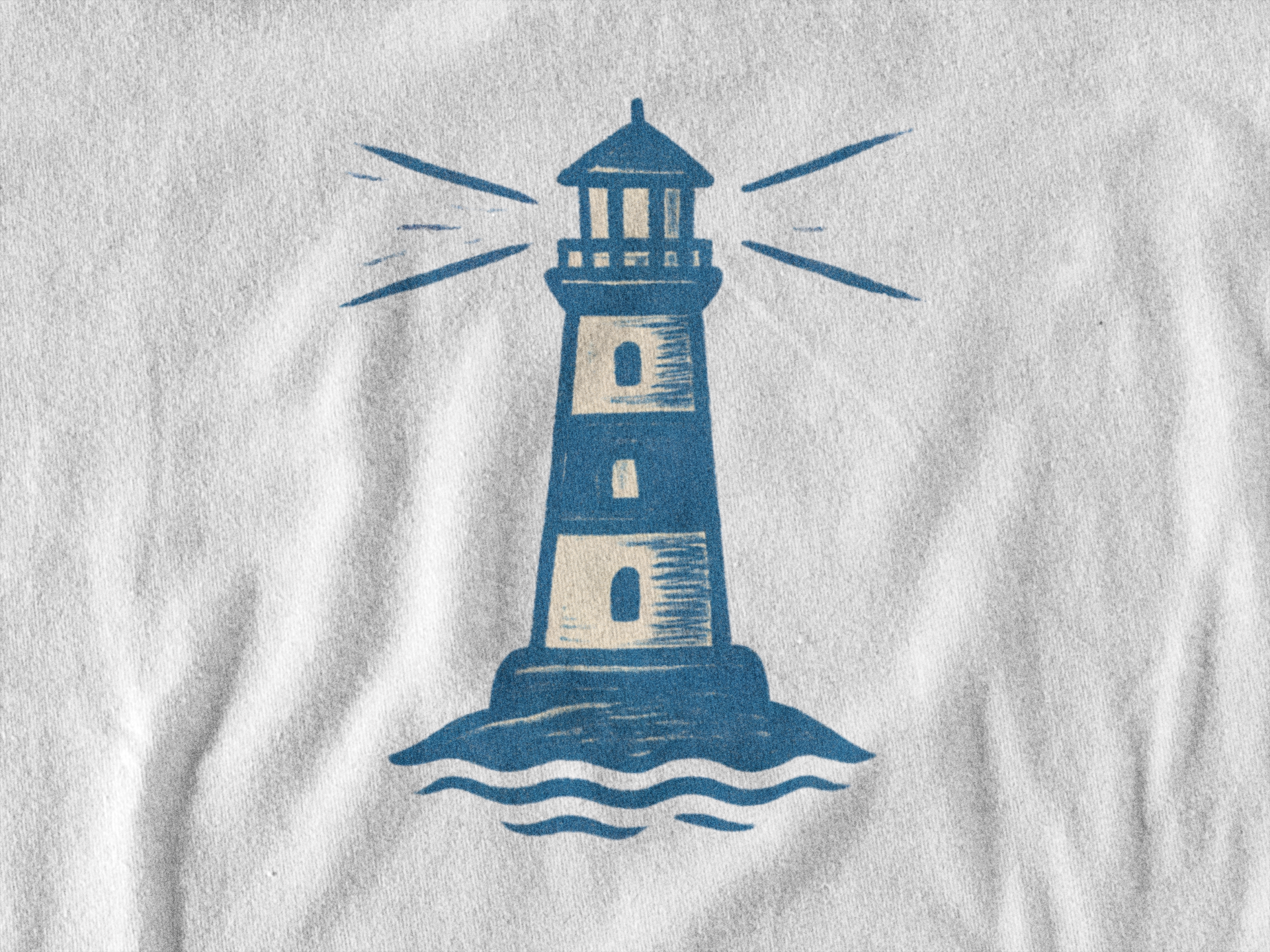 Minimal lighthouse shirt for beach and maritime style.