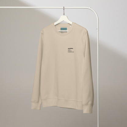 Front view of saudades organic cotton sweater